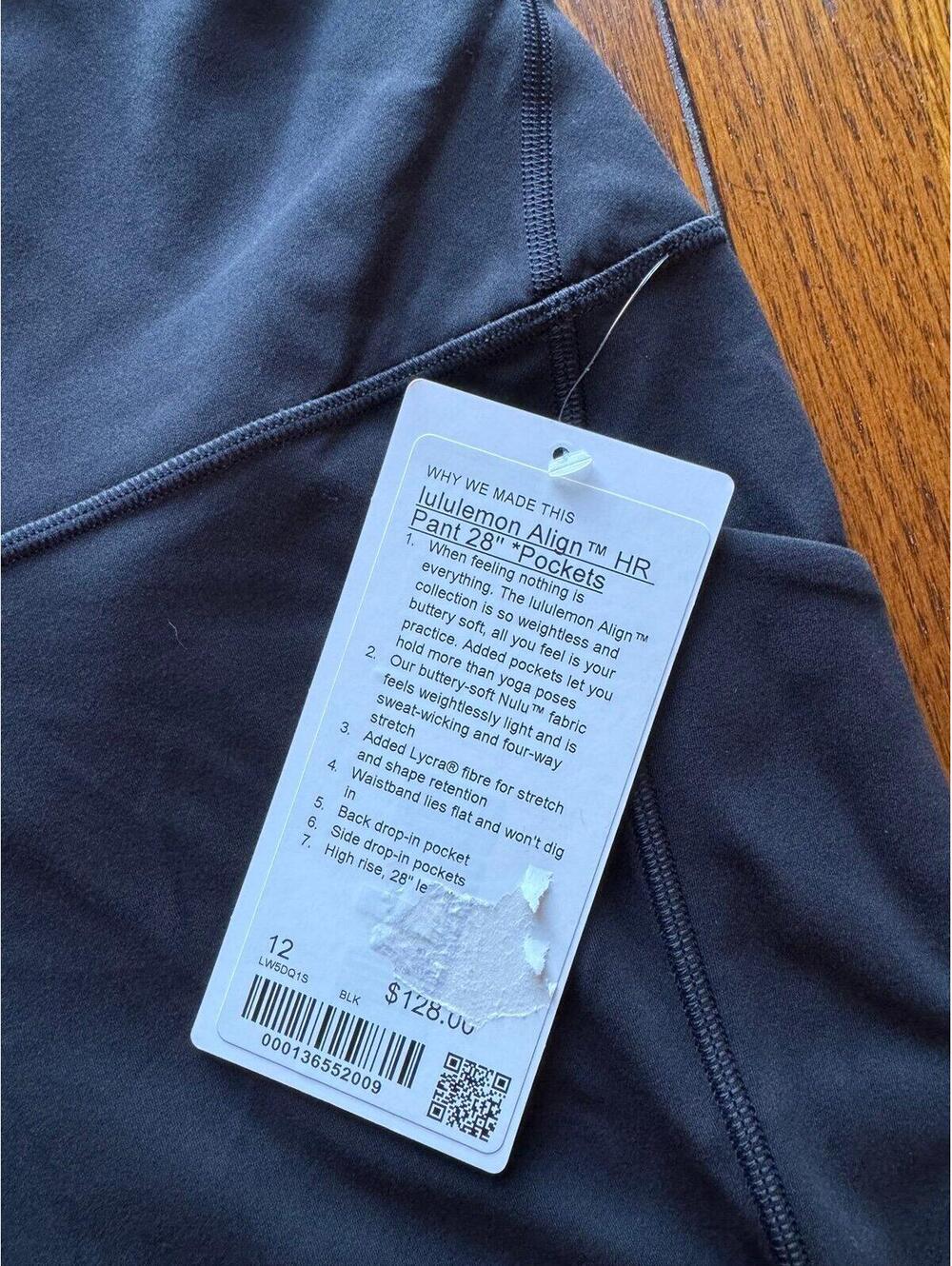 Lululemon Align With Pockets High Rise 28” Black Size 12 NWT - Picture 4 of 7